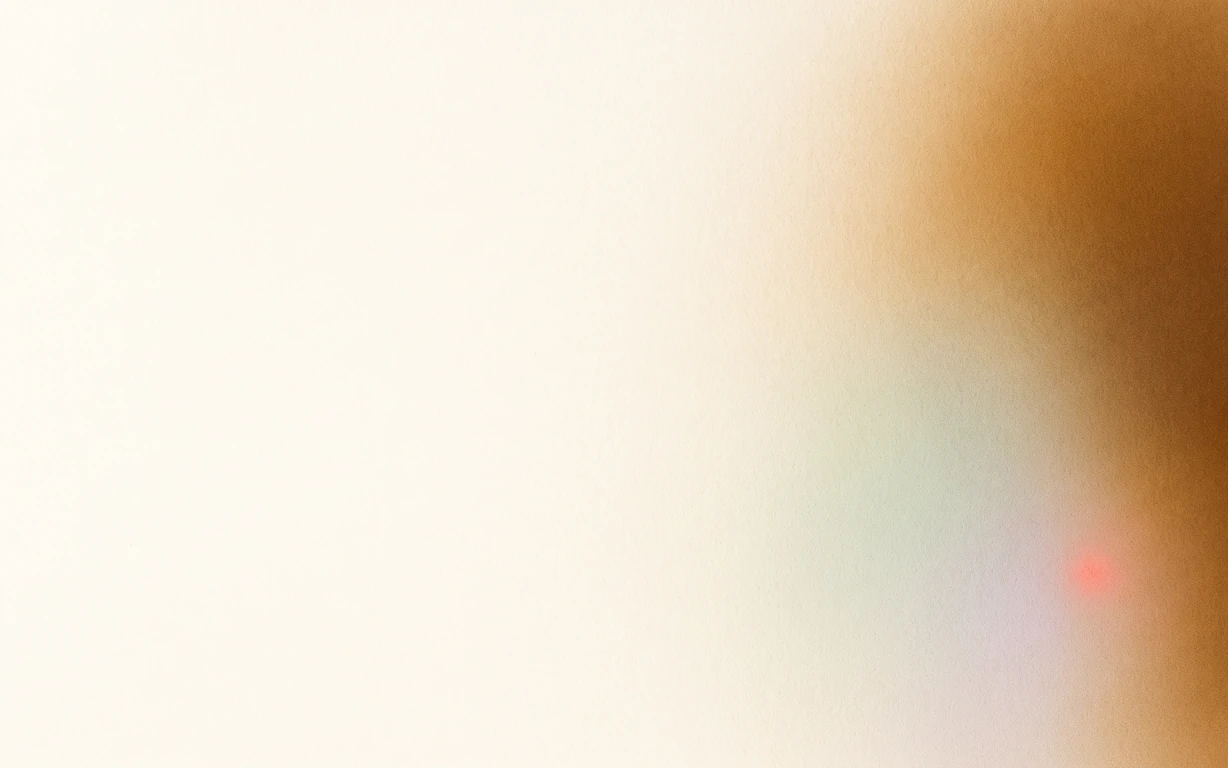 A flat smoky-amber color field with soft celadon, lavender and coral notes is absorbed into a warm ivory matte surface.